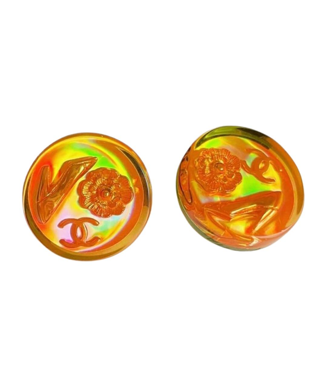 CHANEL Оранжевое пластиковые клипсы, фото 1