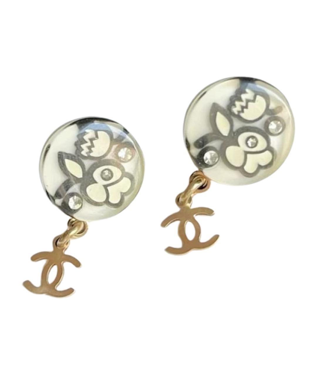 CHANEL Золотые пластиковые серьги, фото 1