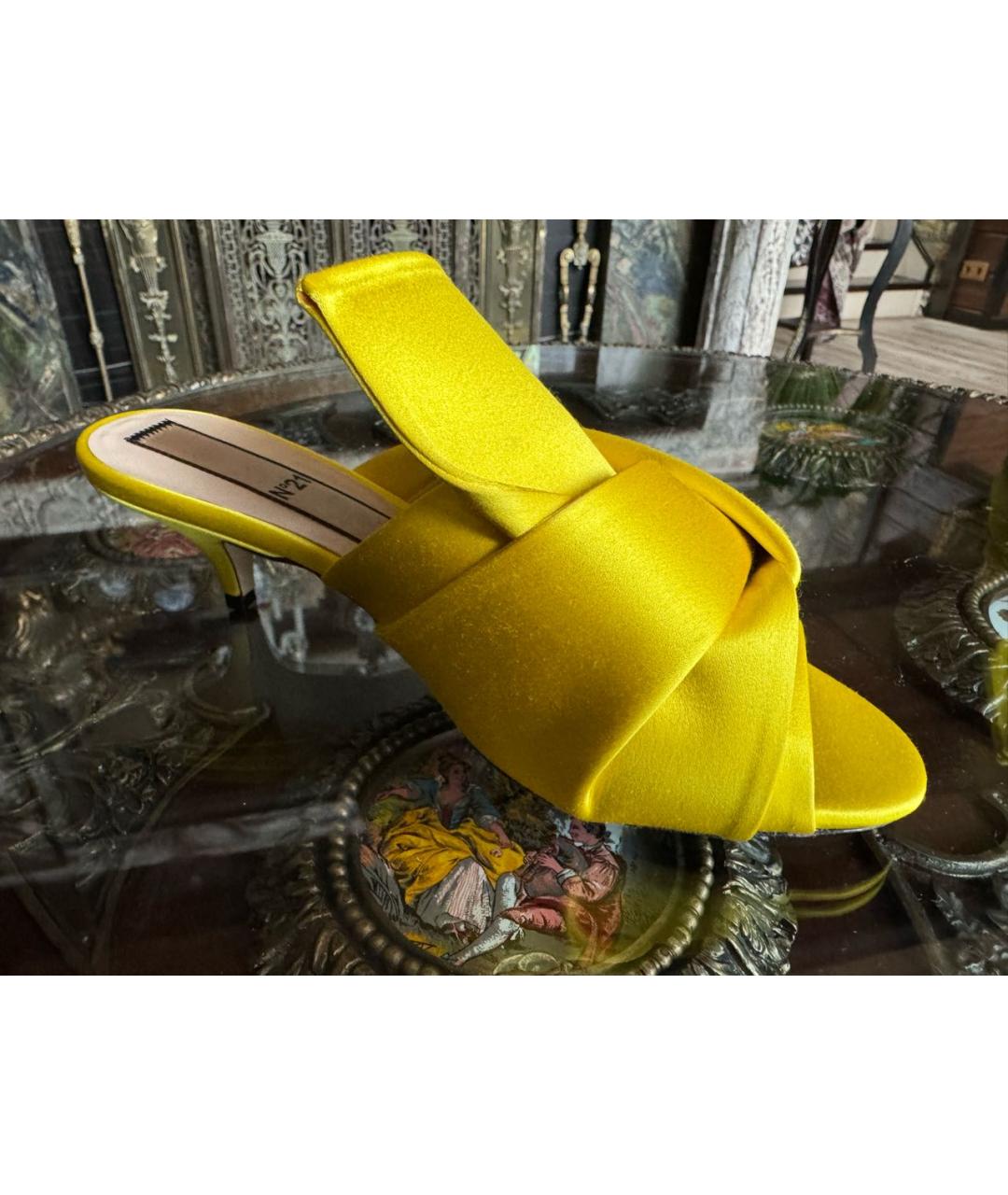 NO. 21 Желтые текстильные мюли, фото 5