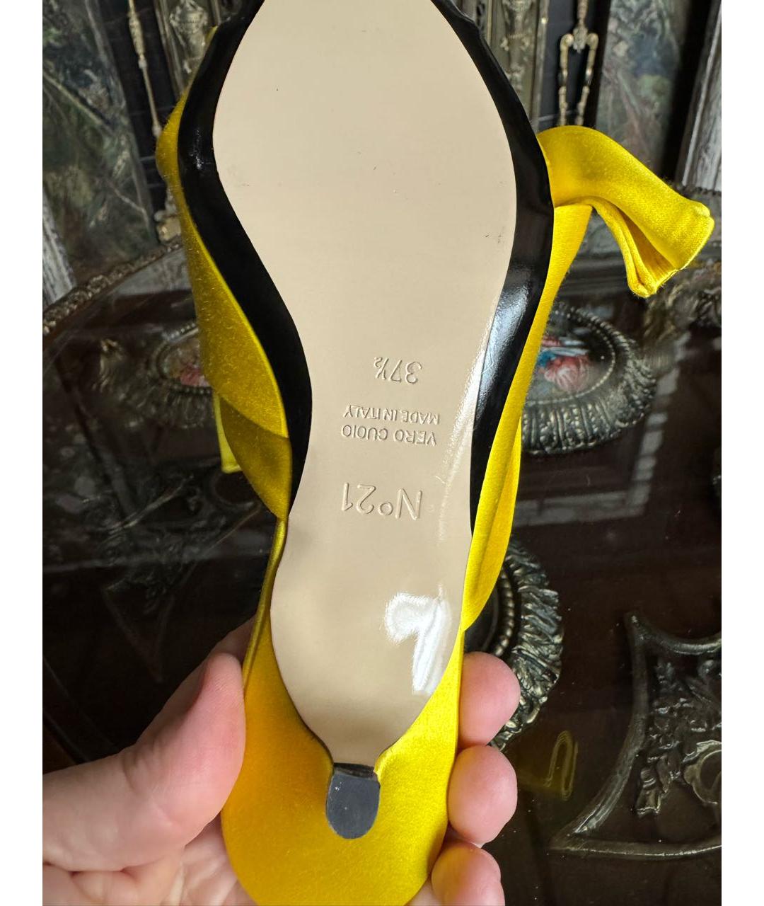 NO. 21 Желтые текстильные мюли, фото 6