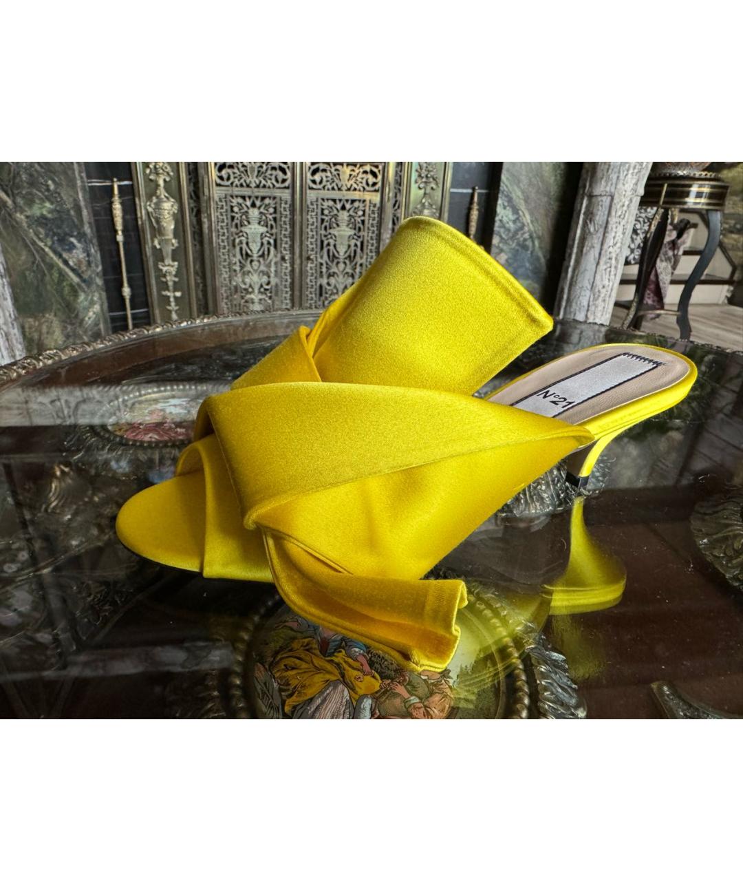 NO. 21 Желтые текстильные мюли, фото 9