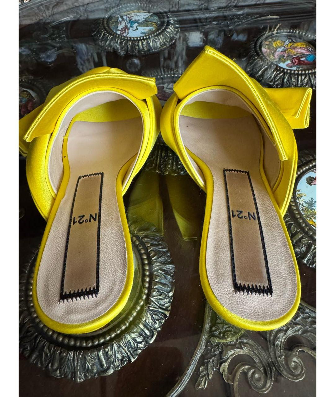 NO. 21 Желтые текстильные мюли, фото 3