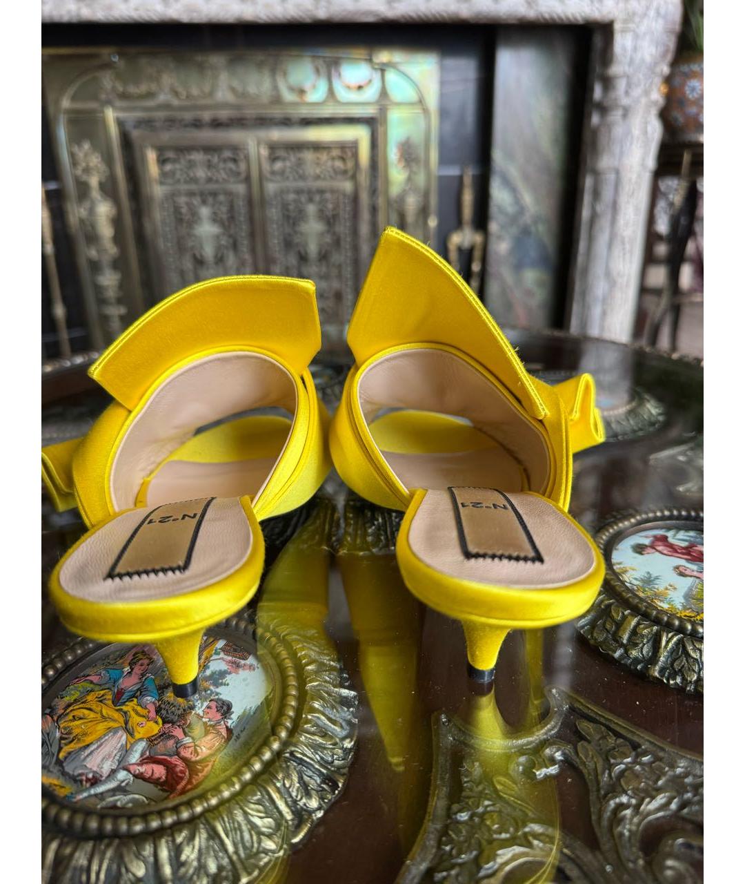 NO. 21 Желтые текстильные мюли, фото 4