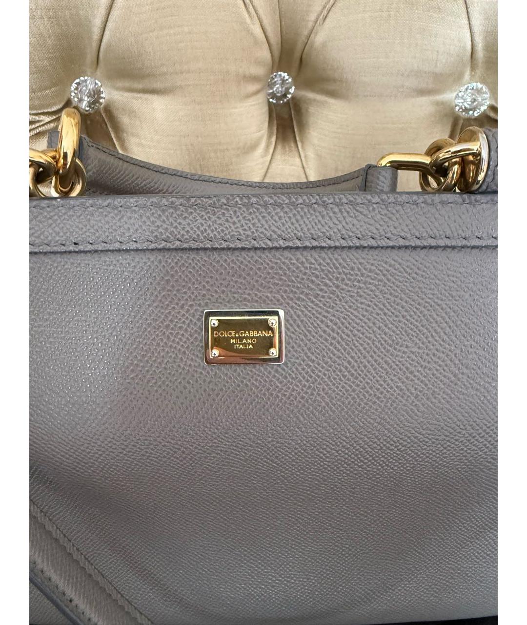 DOLCE&GABBANA Серая кожаная сумка через плечо, фото 3
