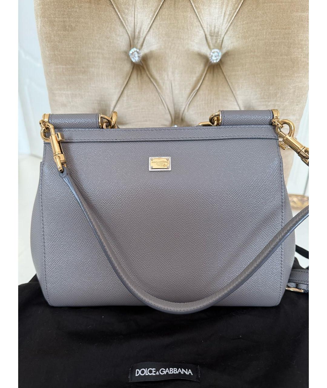 DOLCE&GABBANA Серая кожаная сумка через плечо, фото 2