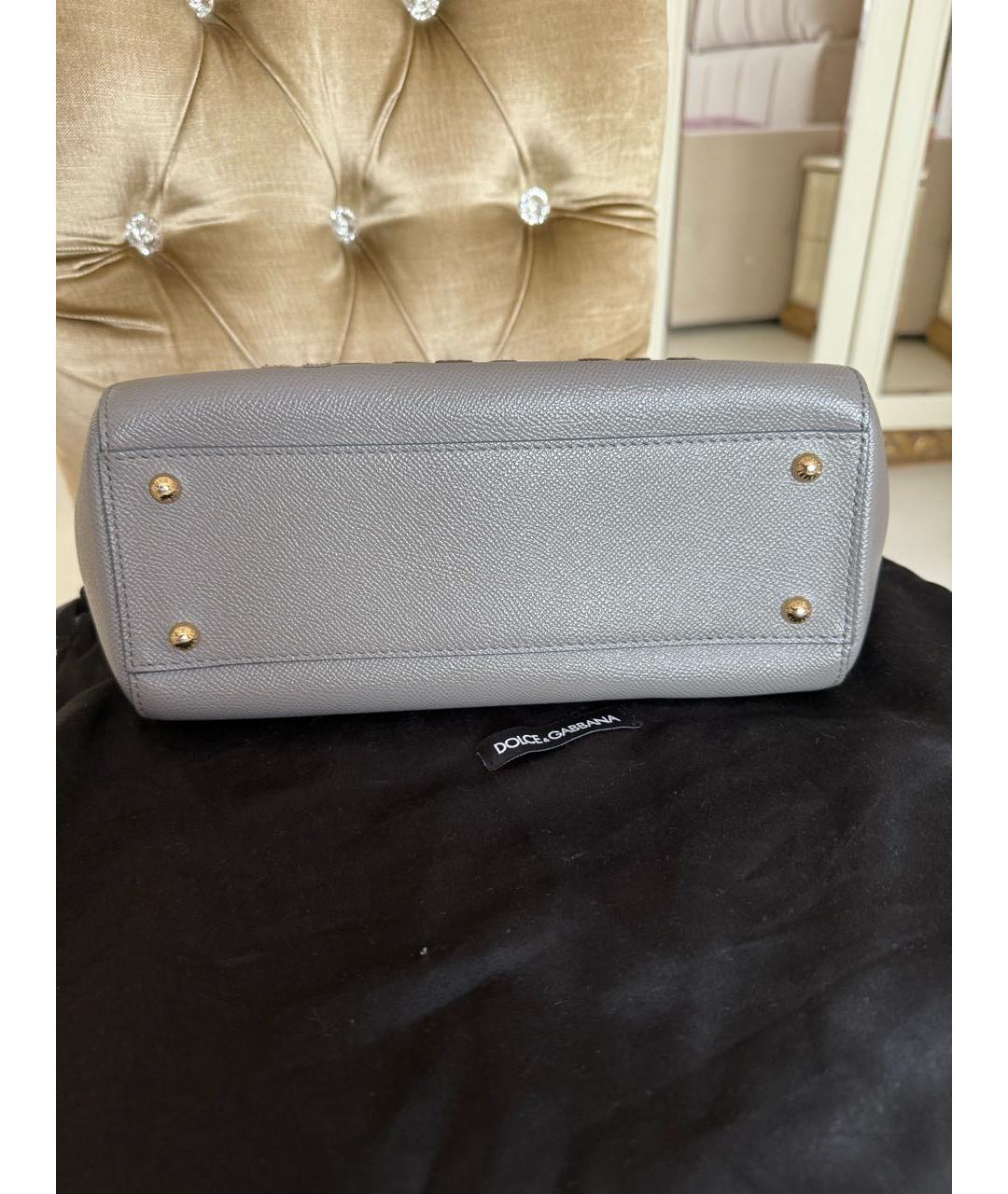 DOLCE&GABBANA Серая кожаная сумка через плечо, фото 6