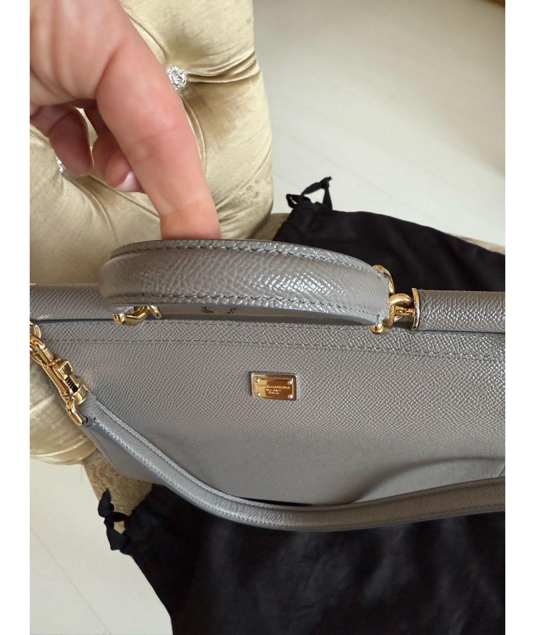 DOLCE&GABBANA Серая кожаная сумка через плечо, фото 5