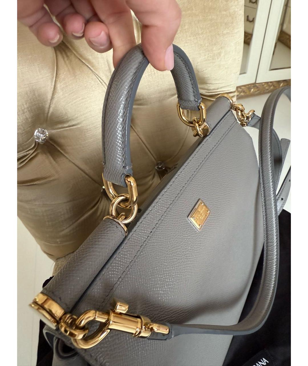 DOLCE&GABBANA Серая кожаная сумка через плечо, фото 4