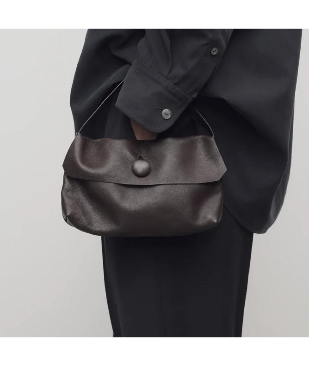 THE ROW Коричневая кожаная сумка с короткими ручками, фото 4