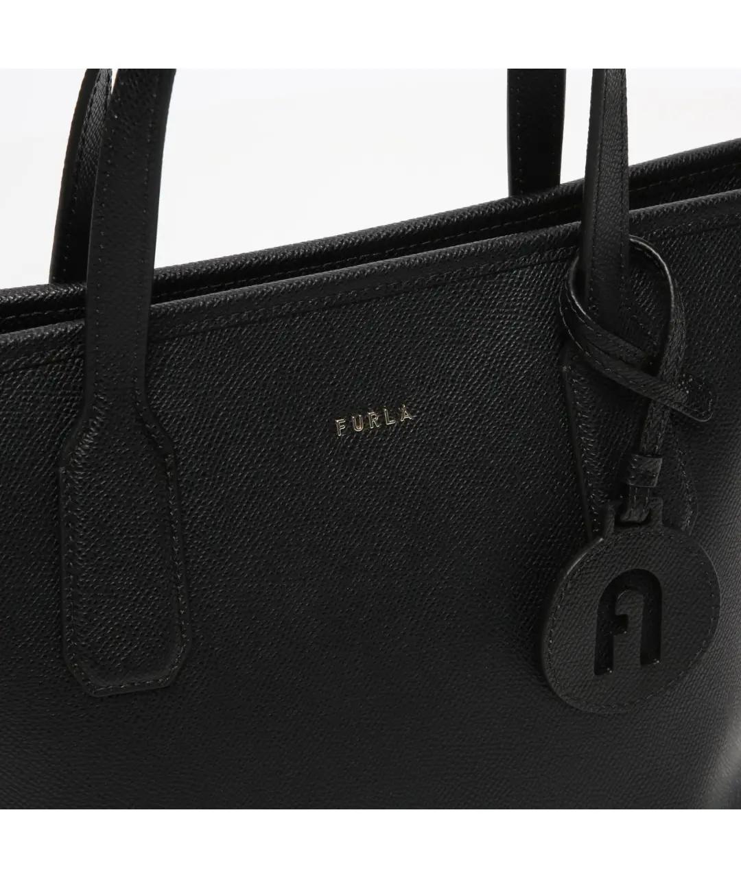 FURLA Черная кожаная сумка тоут, фото 4