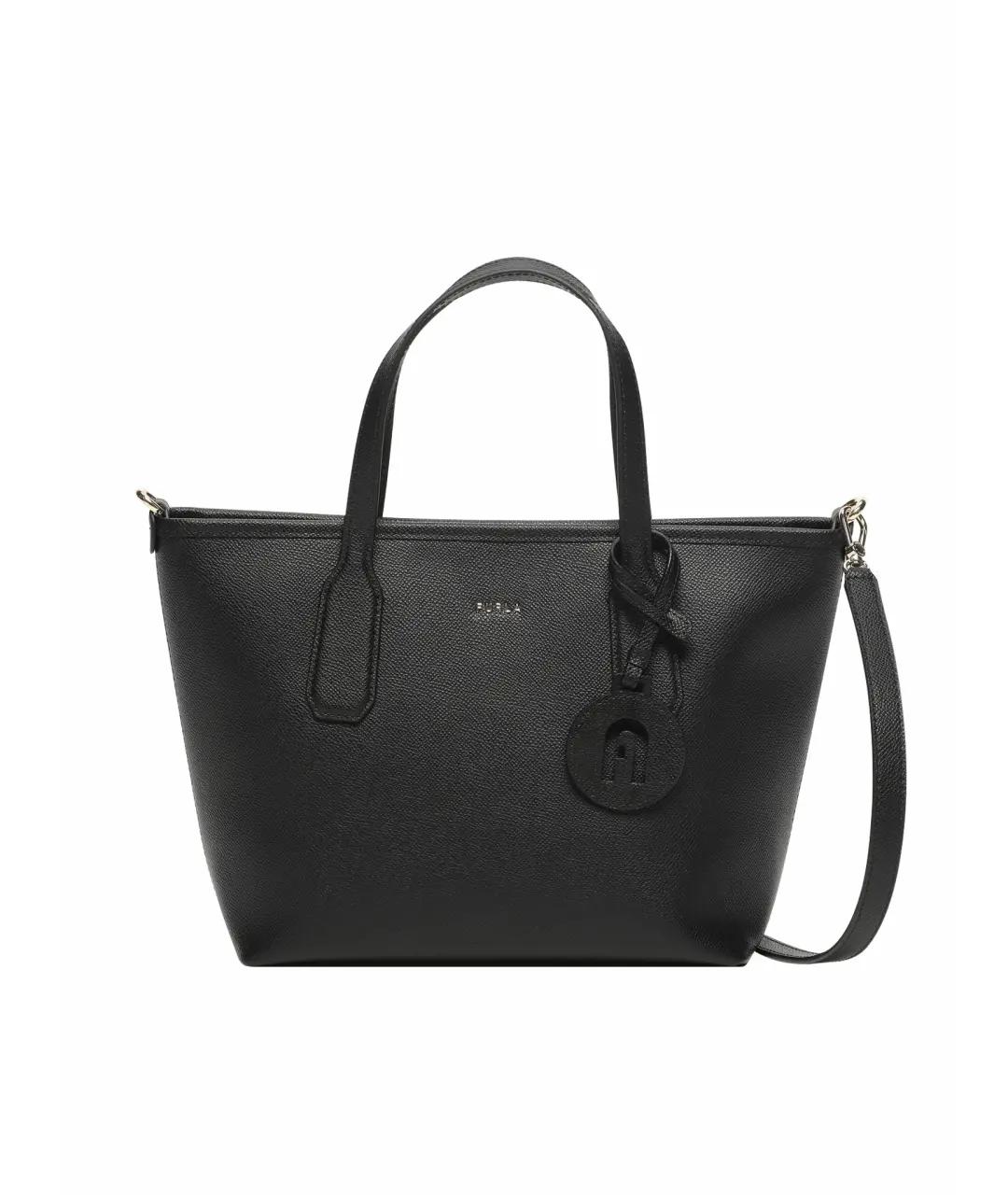 FURLA Черная кожаная сумка тоут, фото 8