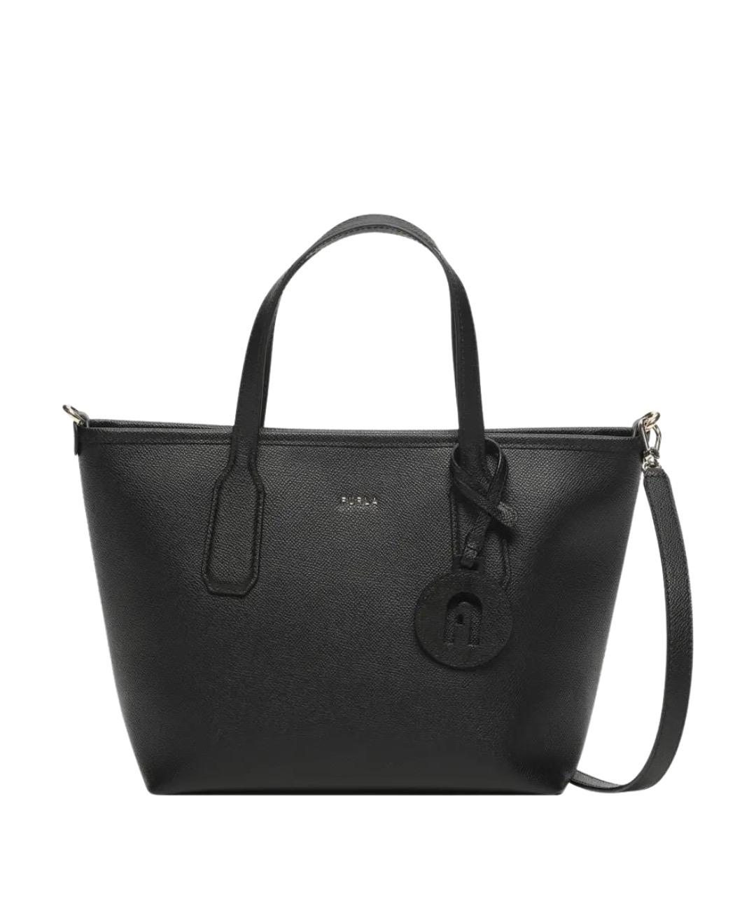 FURLA Черная кожаная сумка тоут, фото 1