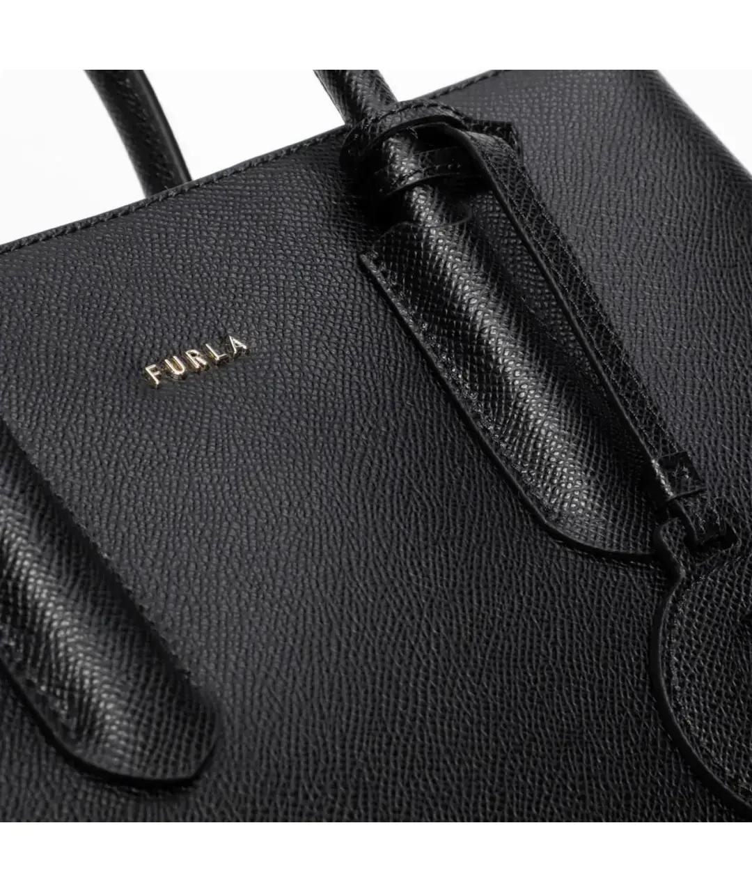 FURLA Черная кожаная сумка с короткими ручками, фото 3