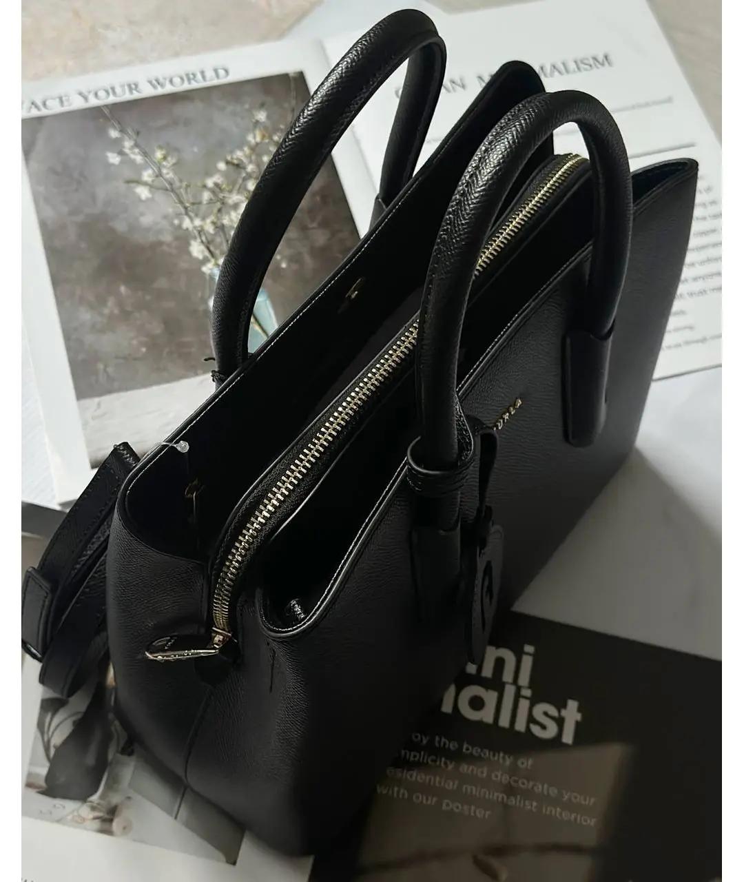 FURLA Черная кожаная сумка с короткими ручками, фото 6