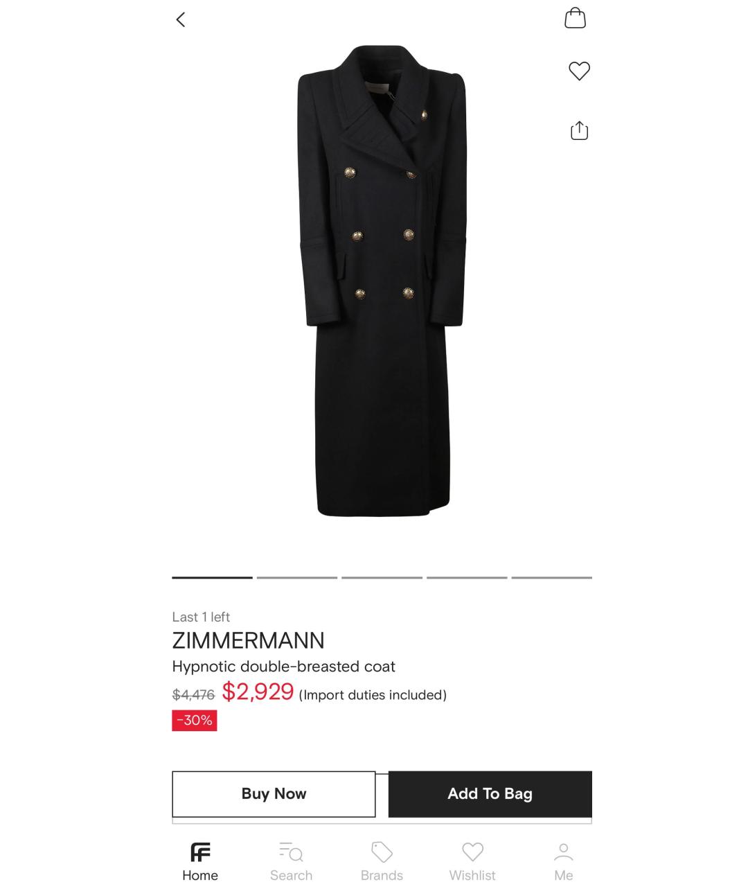 ZIMMERMANN Черное пальто, фото 2