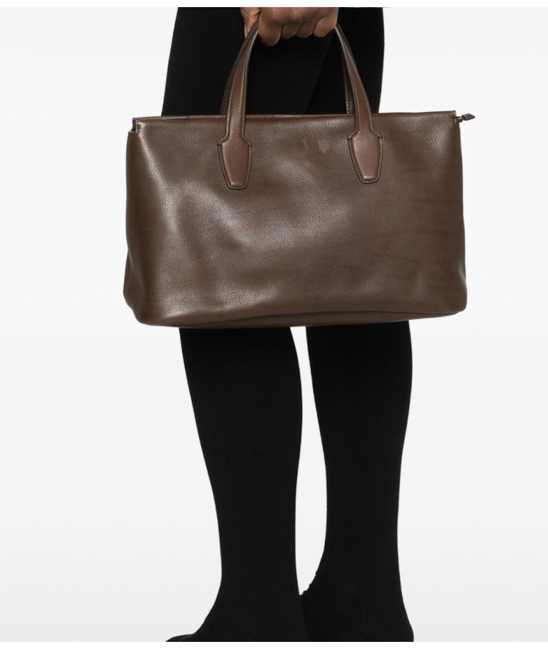 THE ROW Коричневая кожаная сумка с короткими ручками, фото 3