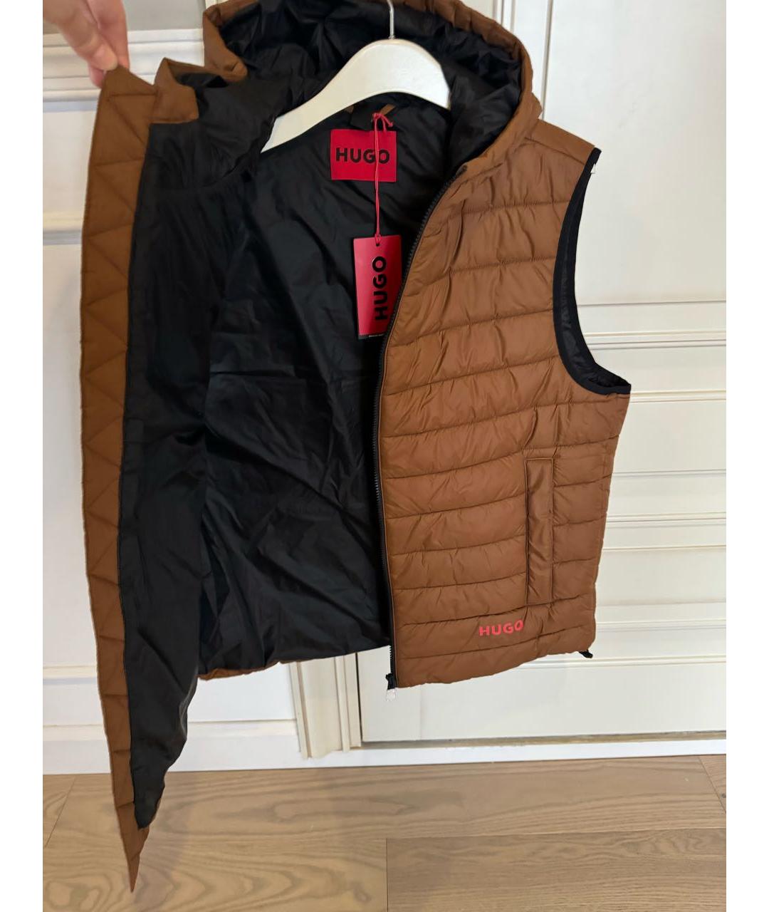 HUGO Коричневый полиэстеровый жилет, фото 4