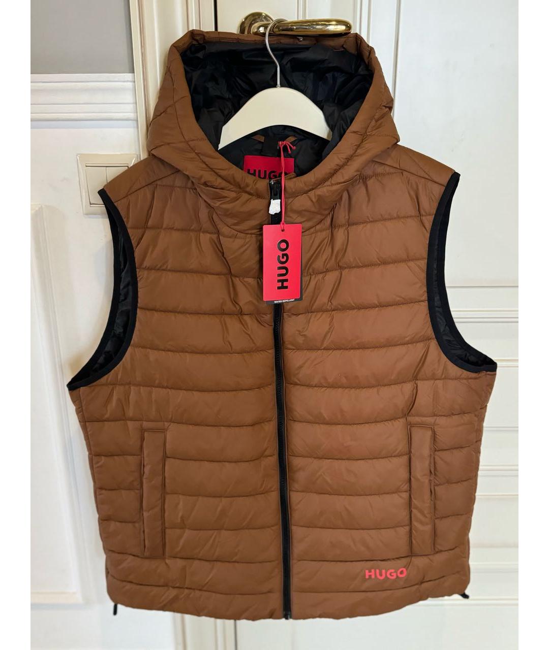 HUGO Коричневый полиэстеровый жилет, фото 2