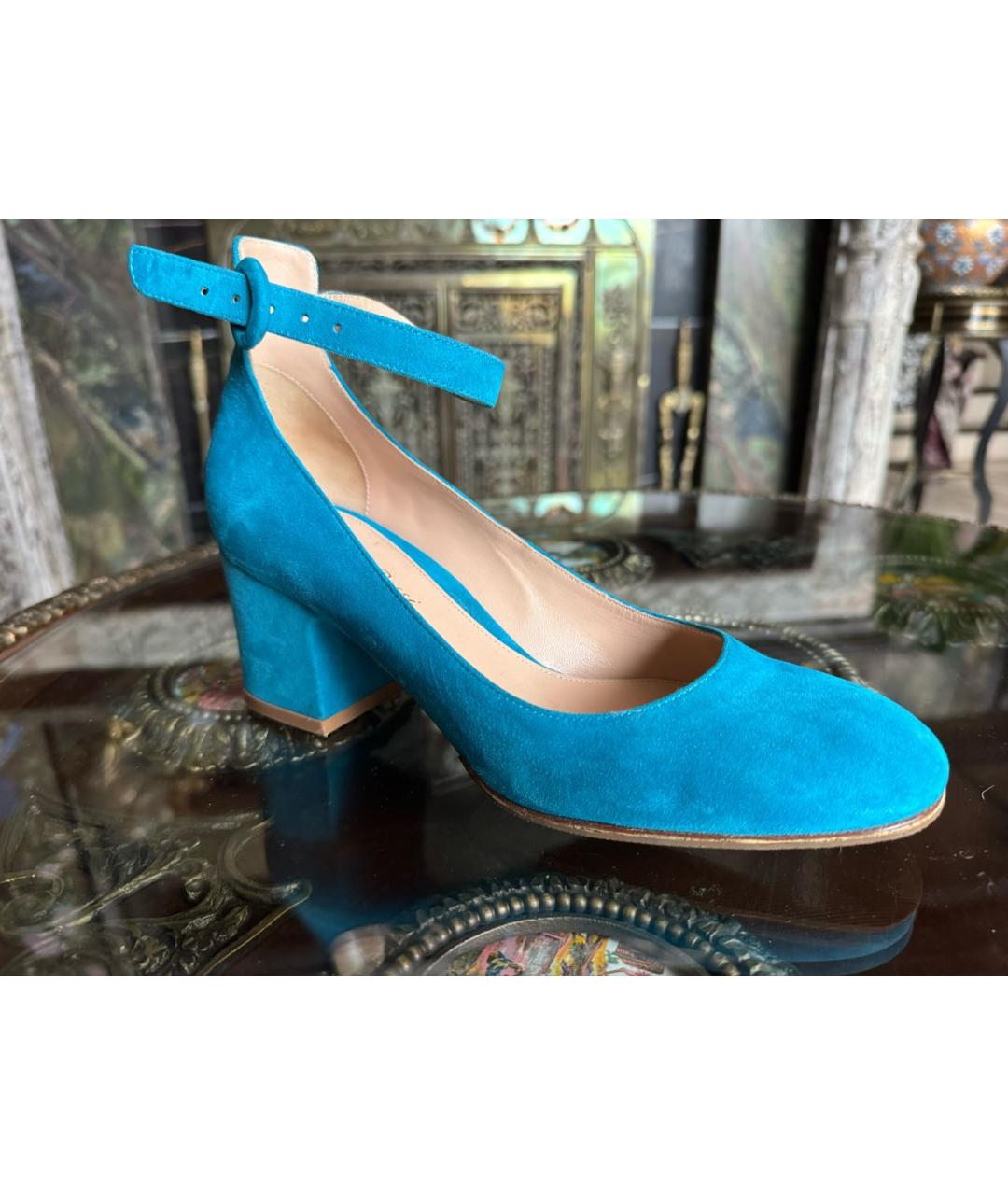 GIANVITO ROSSI Голубые замшевые туфли, фото 9