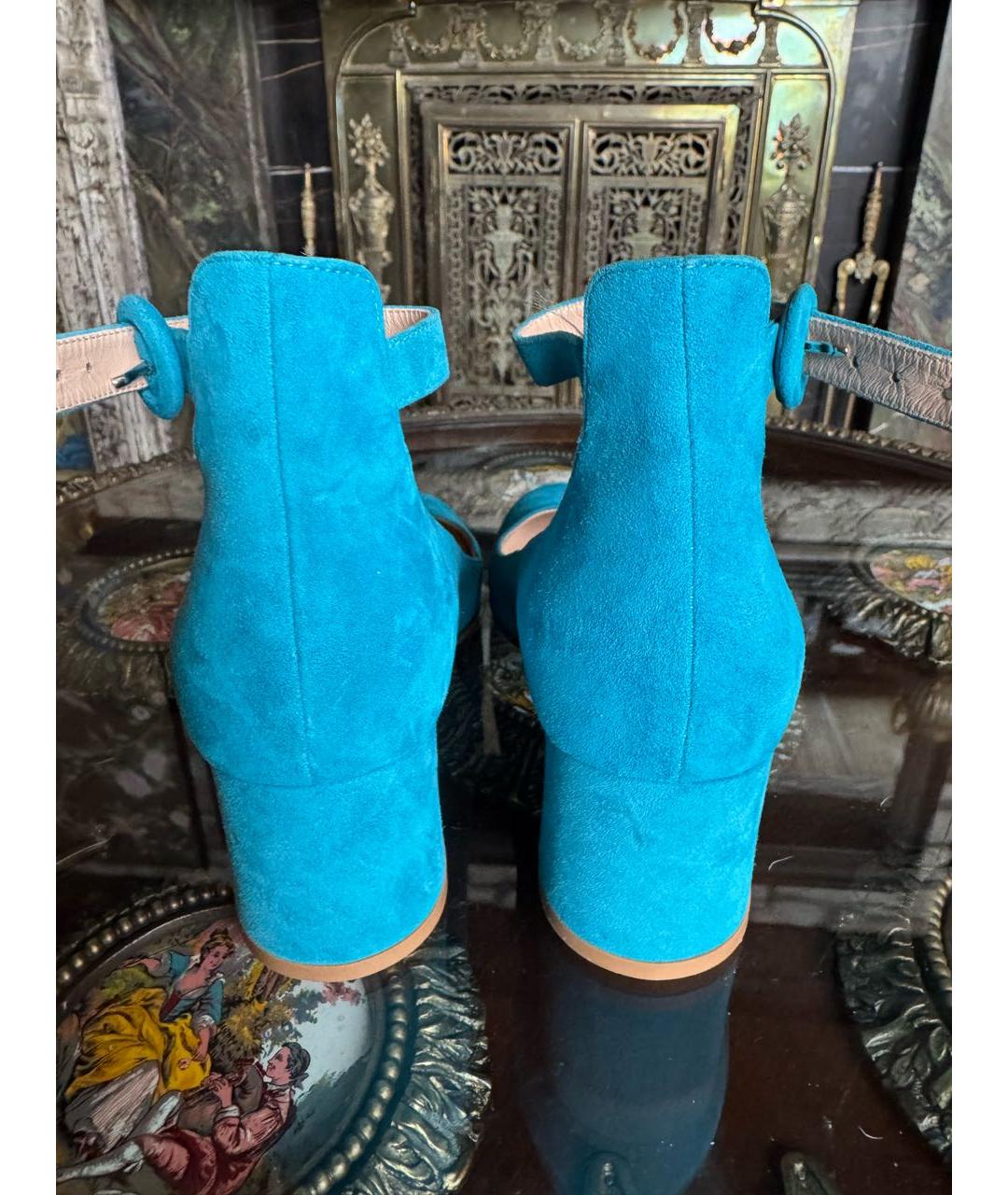 GIANVITO ROSSI Голубые замшевые туфли, фото 4