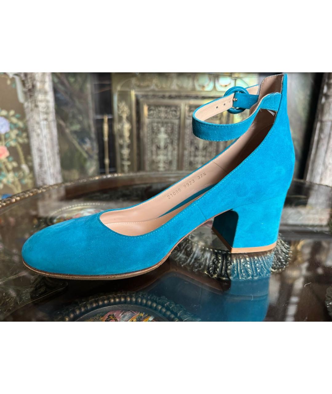 GIANVITO ROSSI Голубые замшевые туфли, фото 8