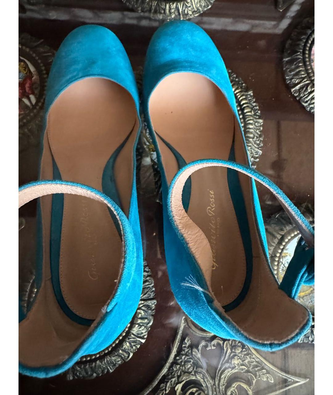 GIANVITO ROSSI Голубые замшевые туфли, фото 3