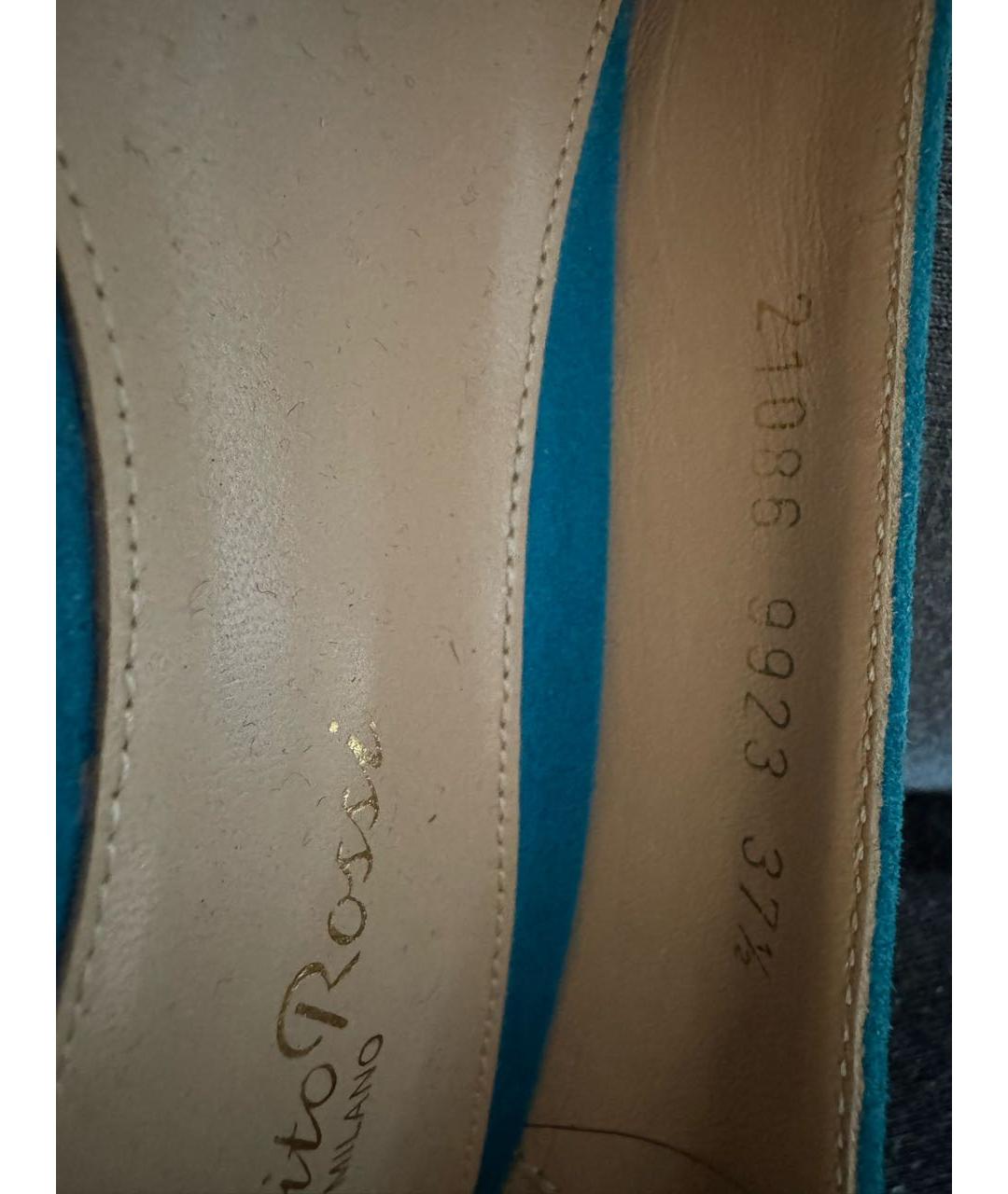 GIANVITO ROSSI Голубые замшевые туфли, фото 6