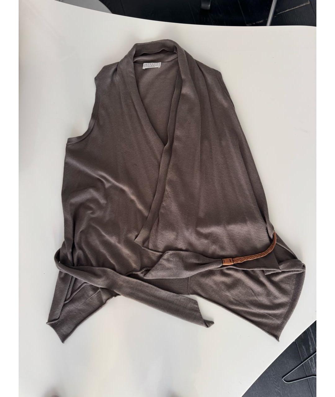 BRUNELLO CUCINELLI Коричневая кашемировая жилетка, фото 5