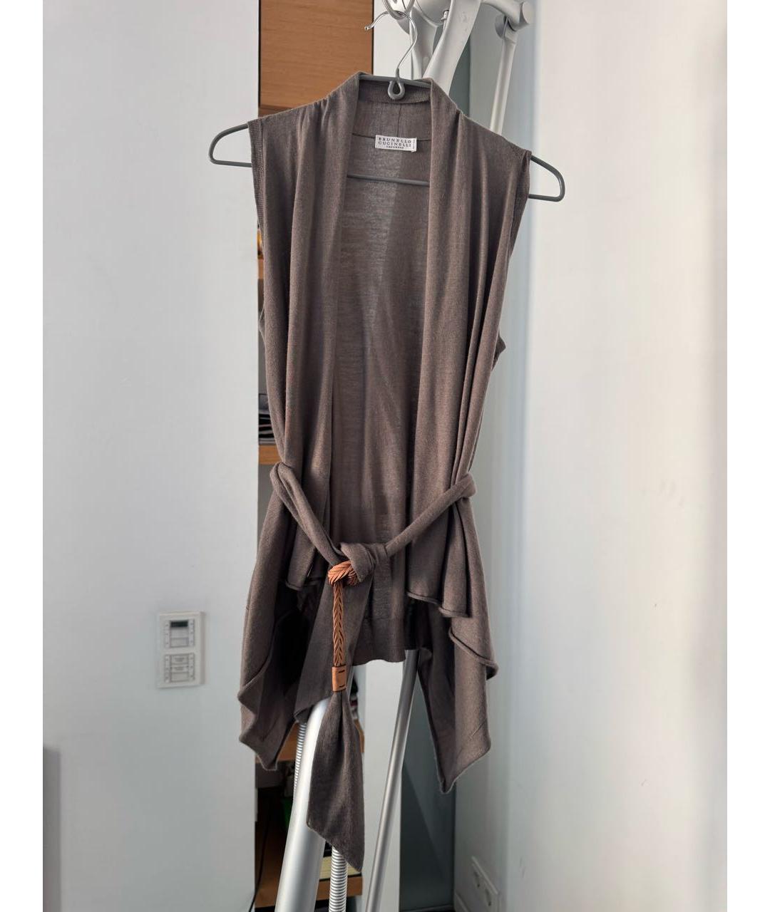 BRUNELLO CUCINELLI Коричневая кашемировая жилетка, фото 7