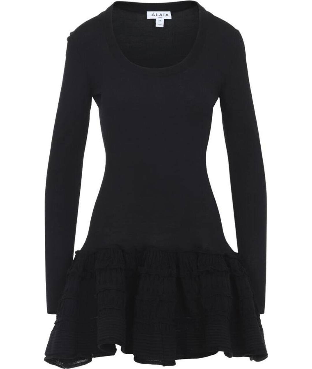 ALAIA Черное шерстяное повседневное платье, фото 1