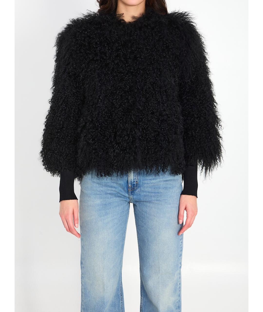 YVES SALOMON Черная меховая шуба, фото 2