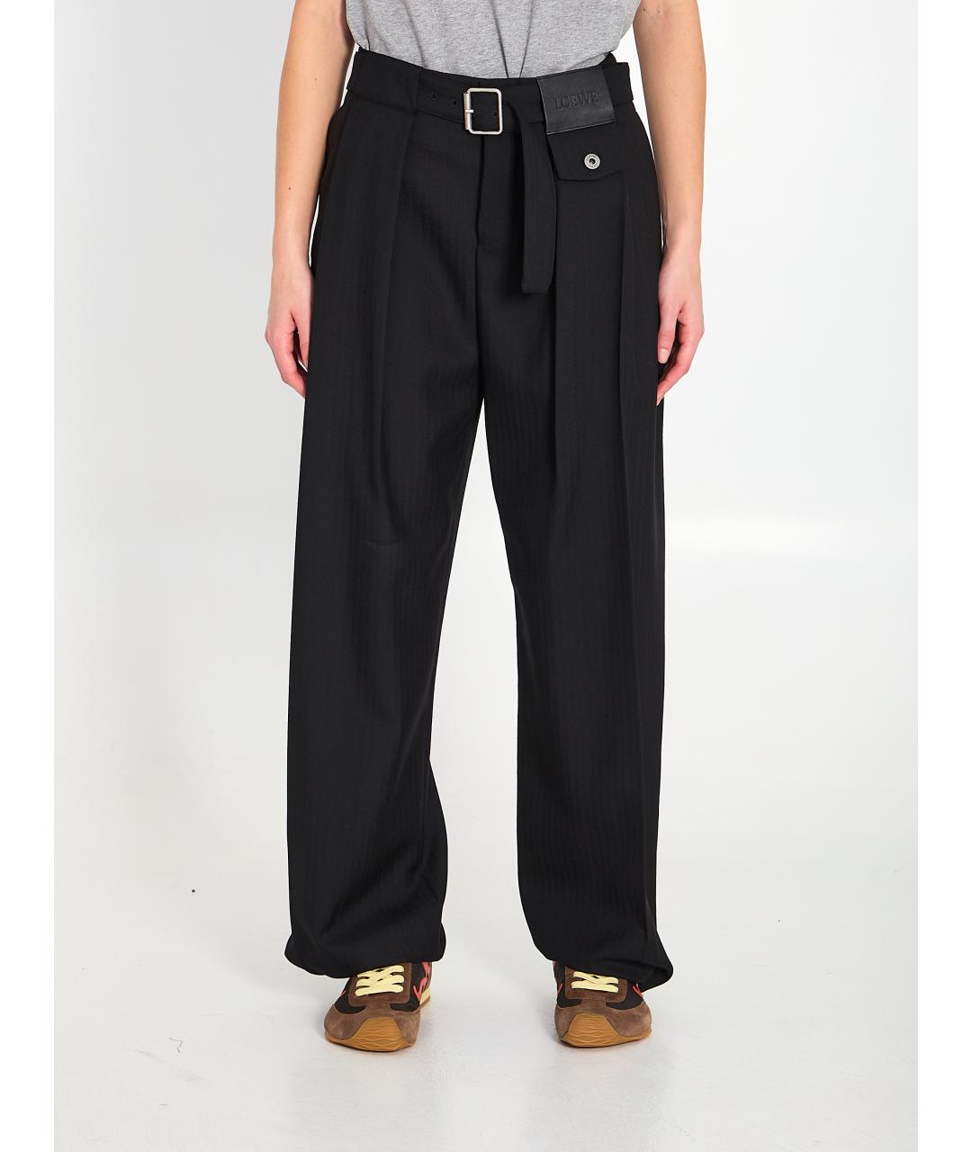 LOEWE Черные шерстяные прямые брюки, фото 5