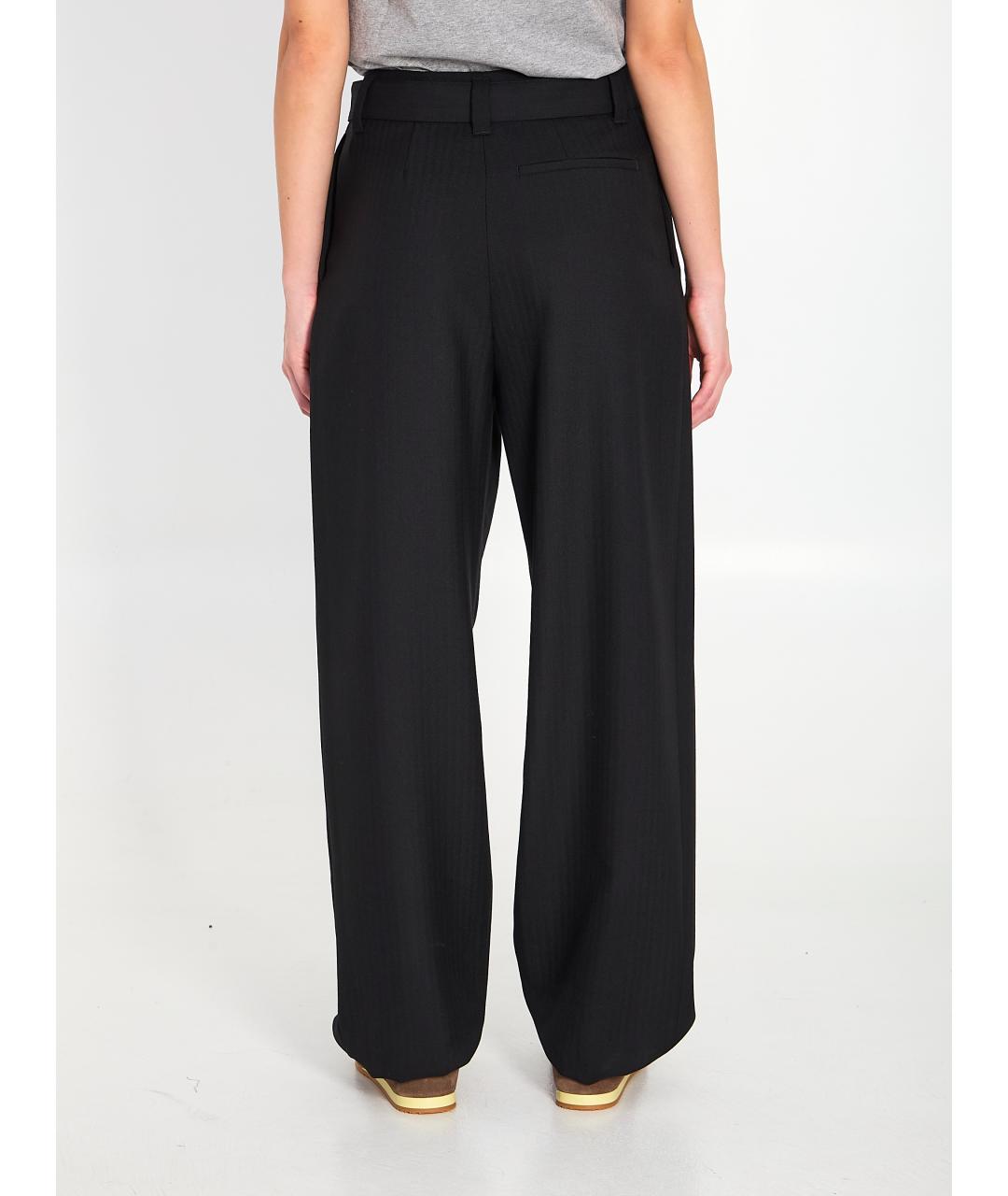 LOEWE Черные шерстяные прямые брюки, фото 4