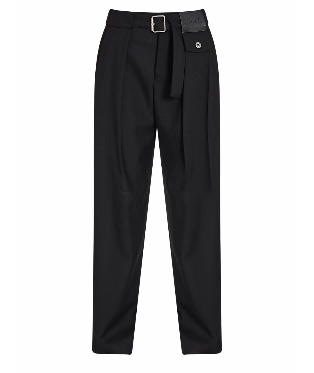 LOEWE Черные шерстяные прямые брюки, фото 1
