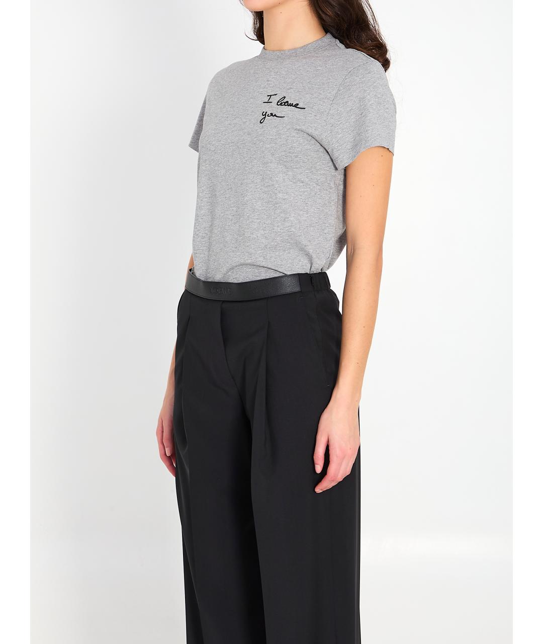 LOEWE Серая хлопковая футболка, фото 2