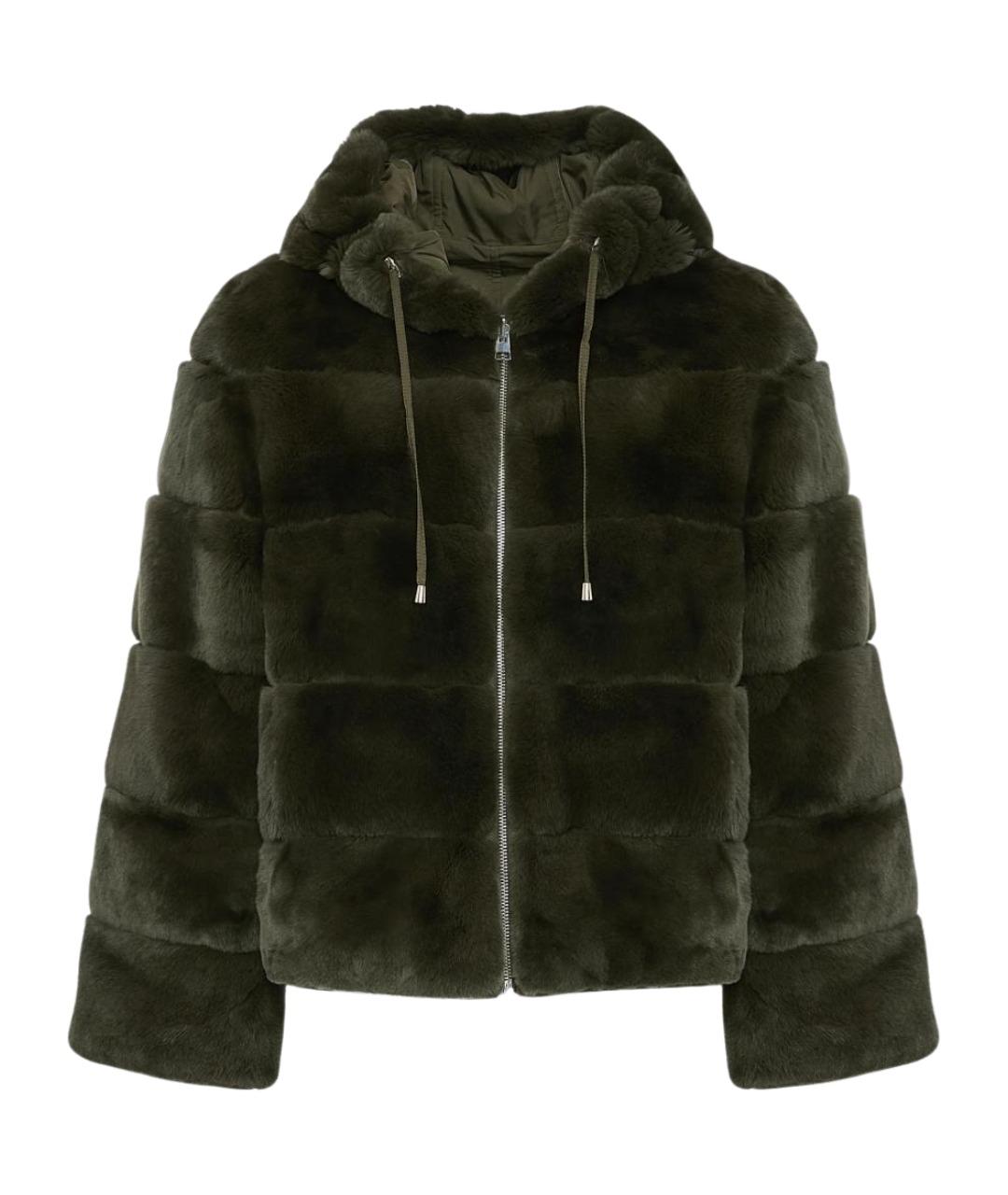 YVES SALOMON Зеленая меховая шуба, фото 1