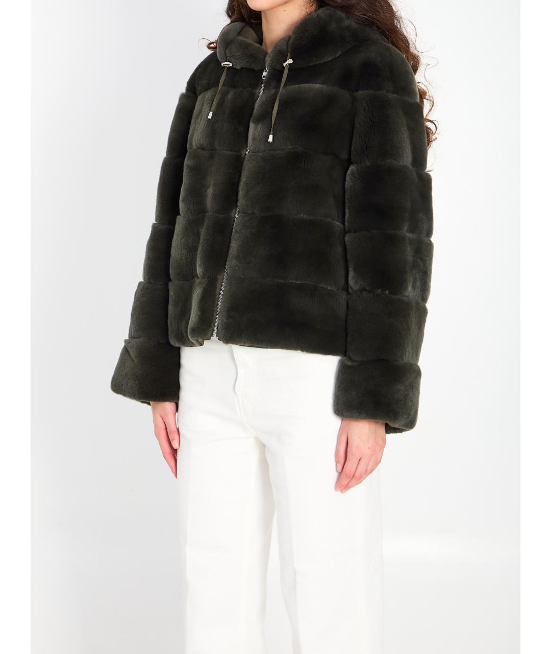 YVES SALOMON Зеленая меховая шуба, фото 3