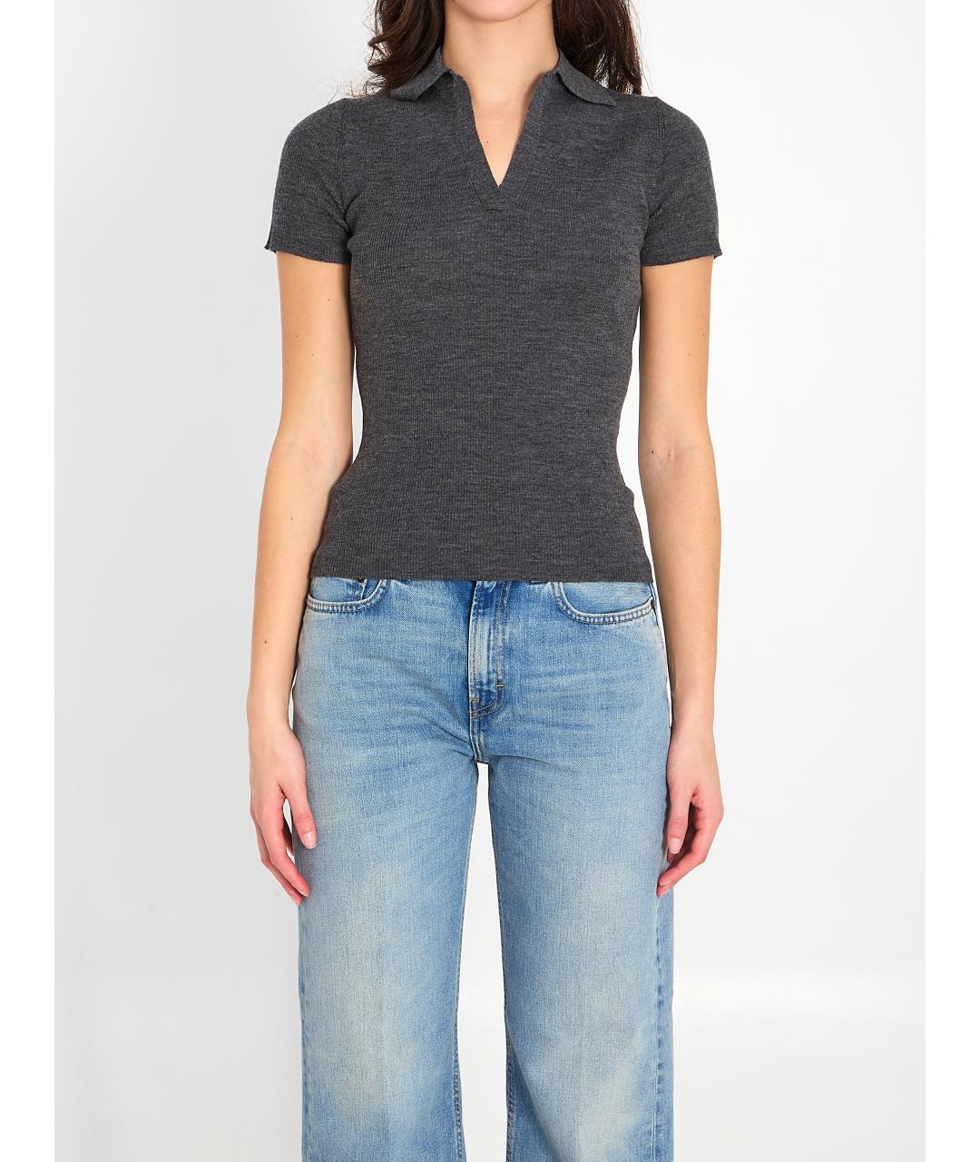 MAX MARA Серая шерстяная футболка, фото 5