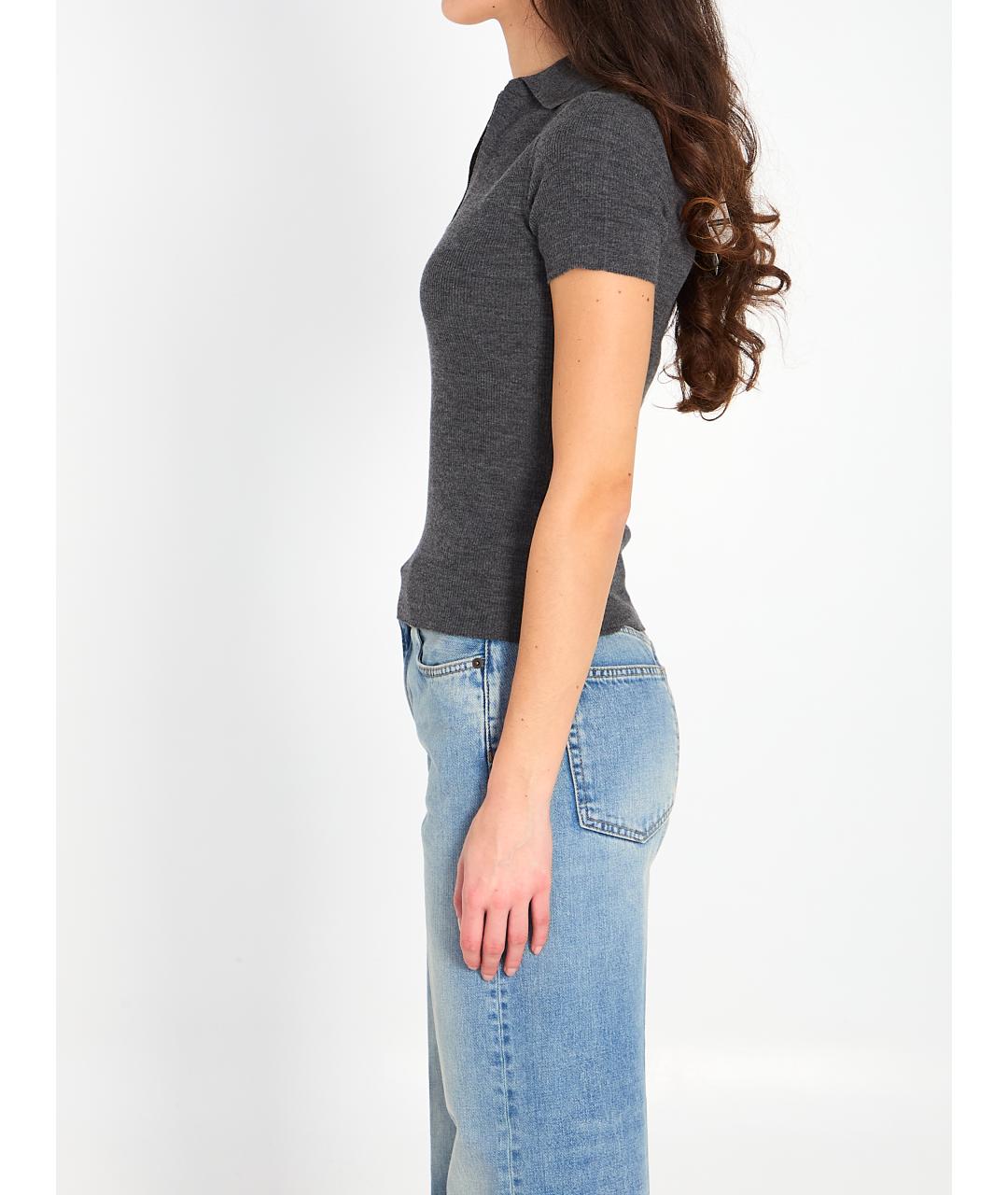 MAX MARA Серая шерстяная футболка, фото 3