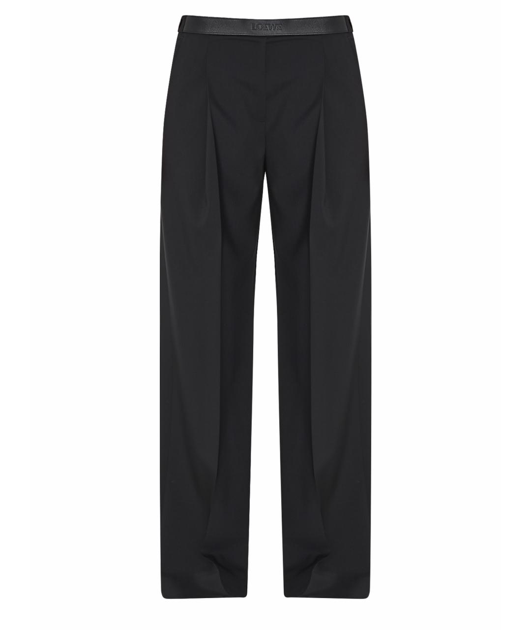 LOEWE Черные шерстяные прямые брюки, фото 1