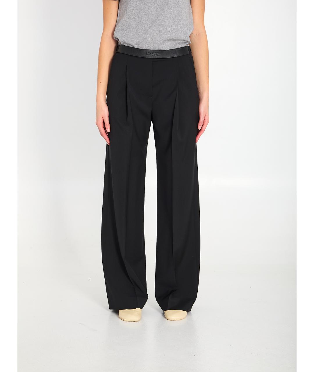 LOEWE Черные шерстяные прямые брюки, фото 5