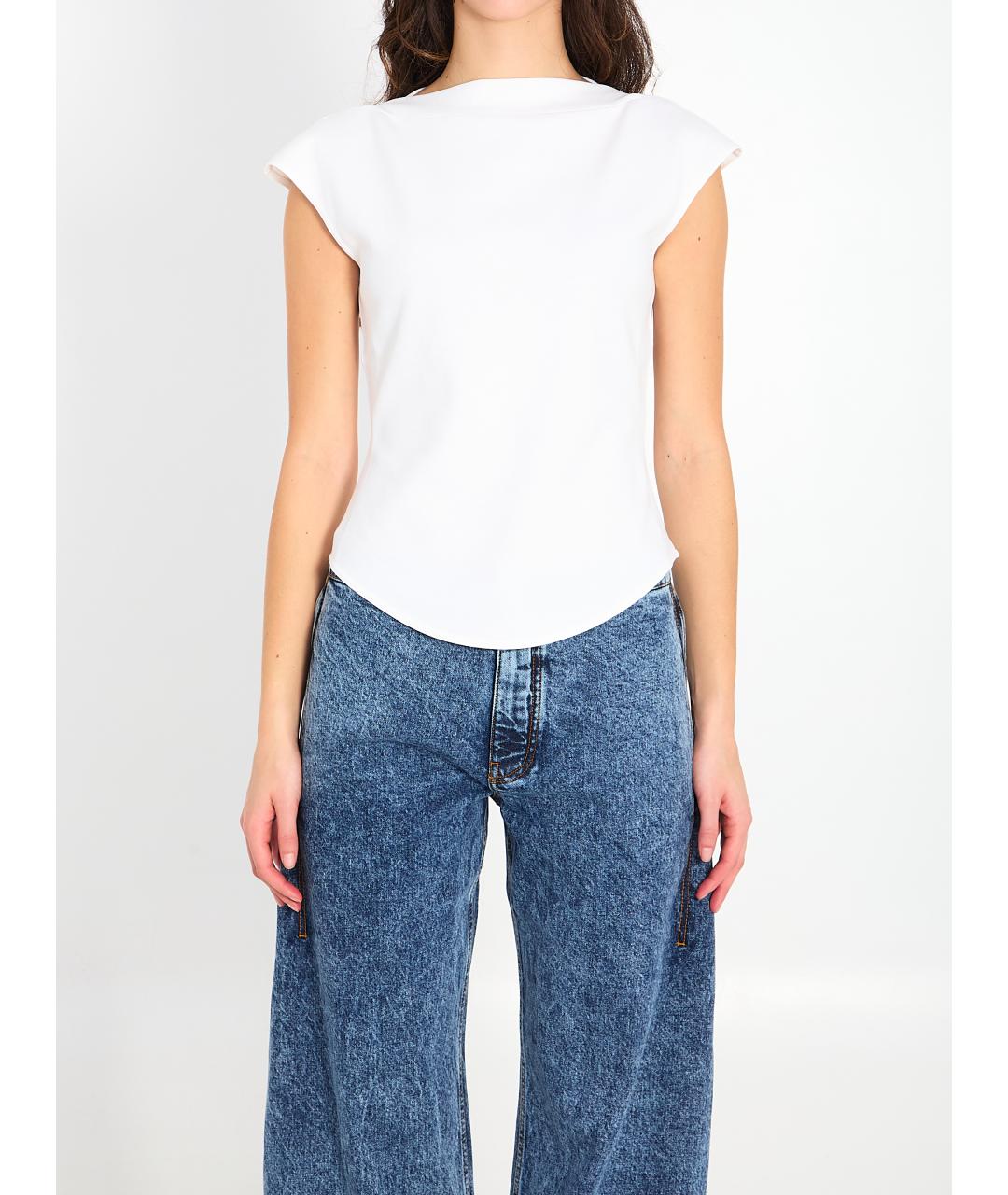 ALAIA Белая хлопковая футболка, фото 5