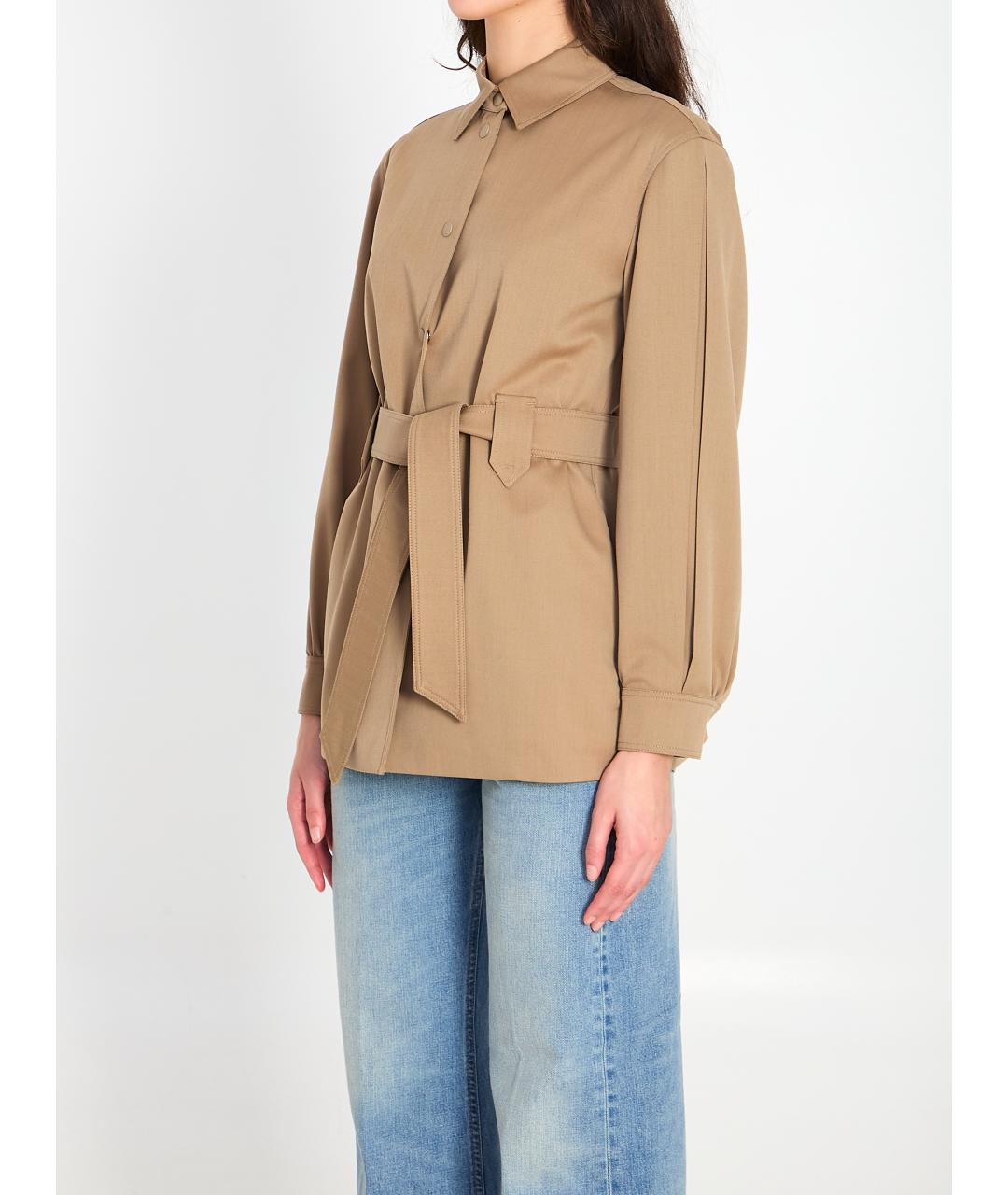 MAX MARA Бежевая шерстяная рубашка, фото 2