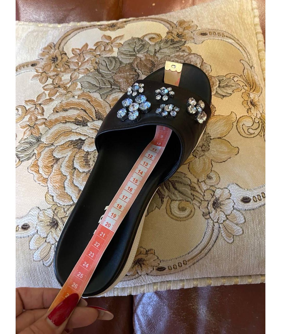 PRADA Черные кожаные шлепанцы, фото 5