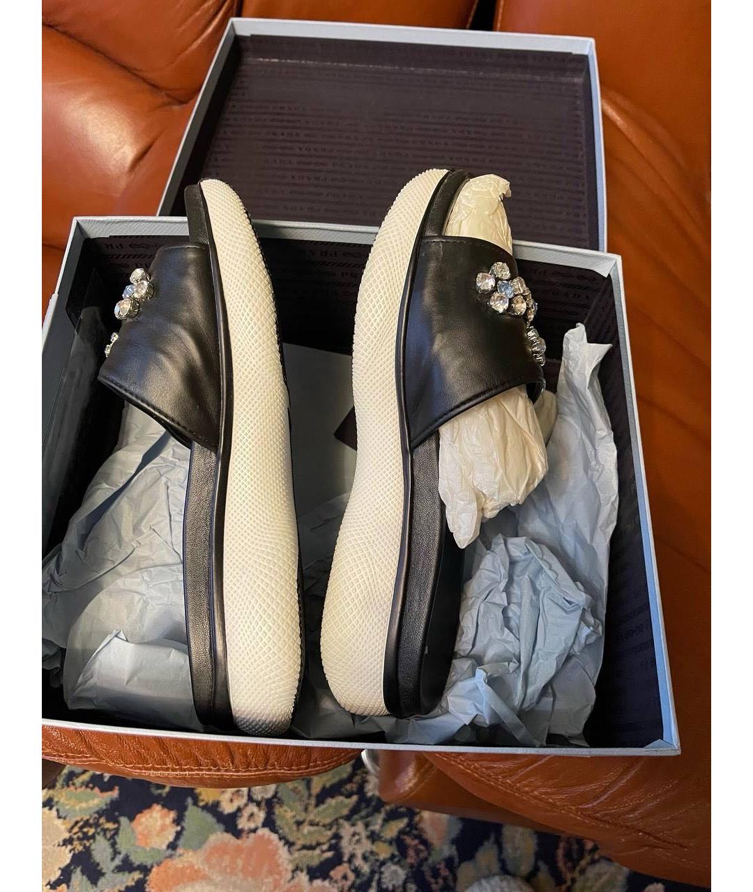 PRADA Черные кожаные шлепанцы, фото 3