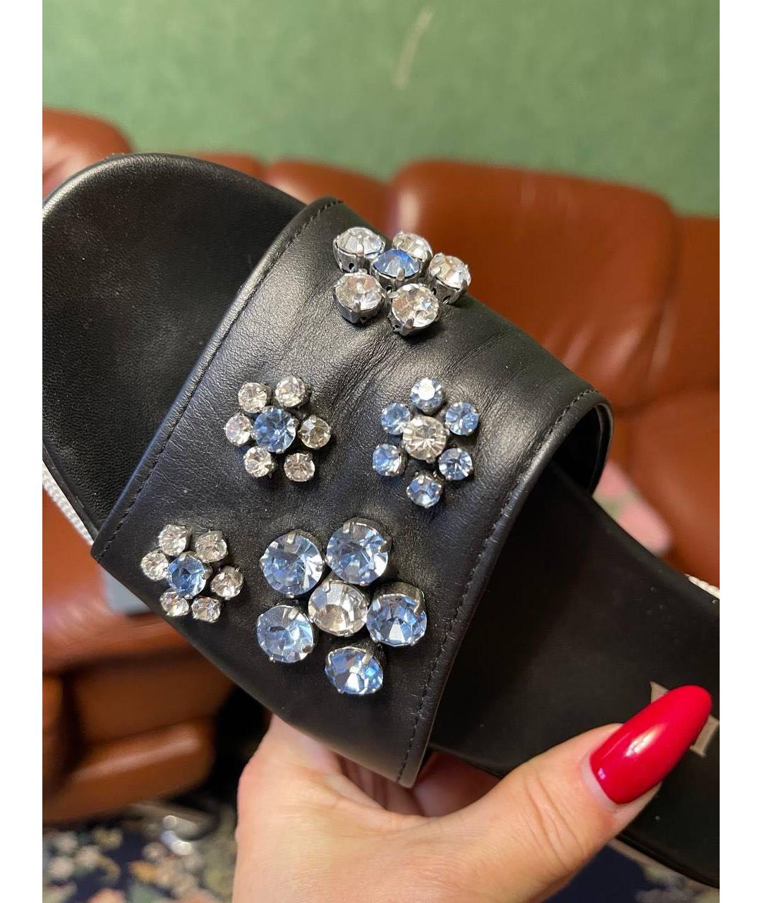 PRADA Черные кожаные шлепанцы, фото 6