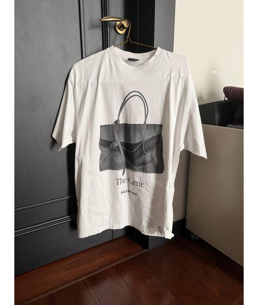 BALENCIAGA Белая хлопковая футболка, фото 5