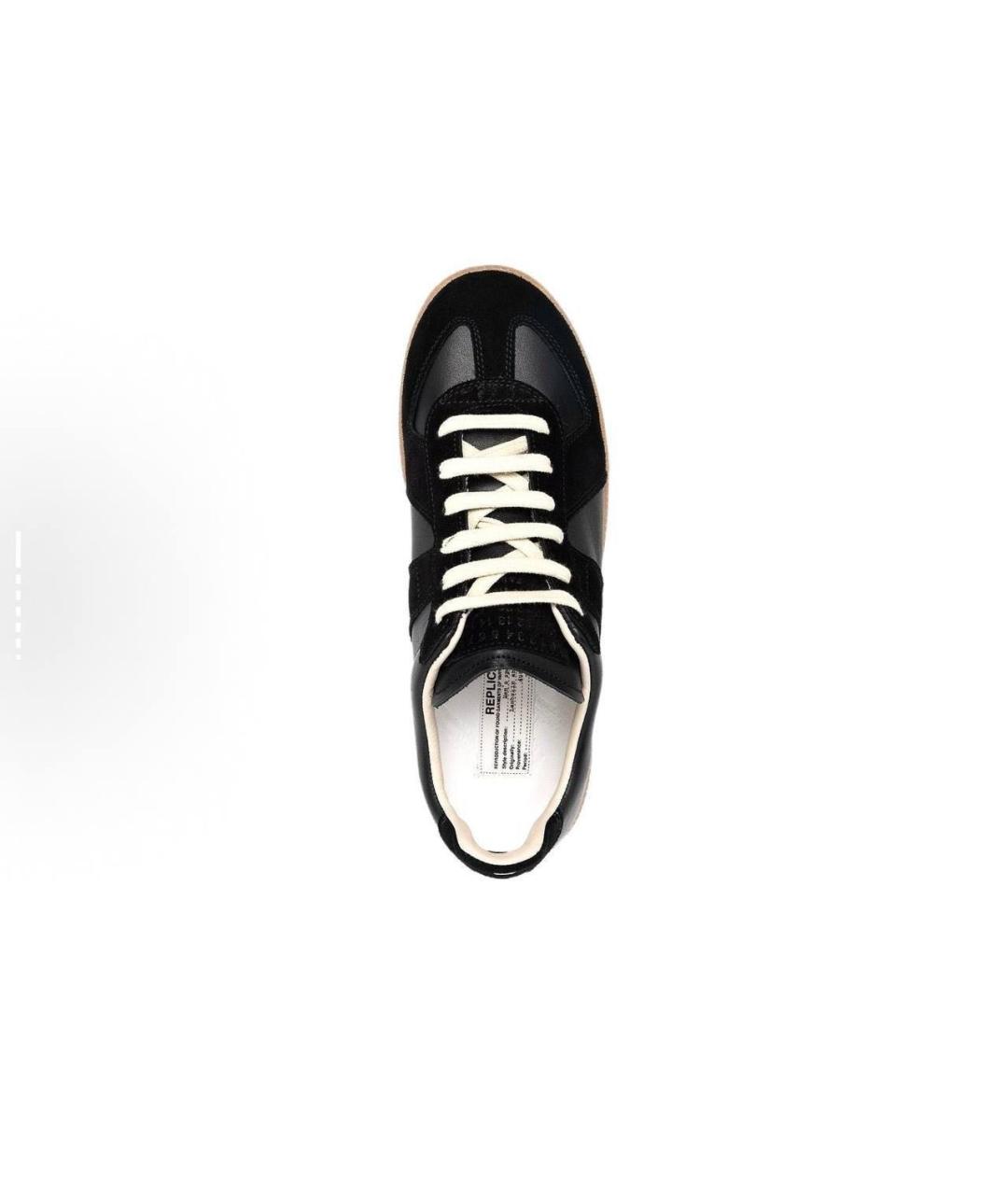 MAISON MARGIELA Черные кожаные кеды, фото 4