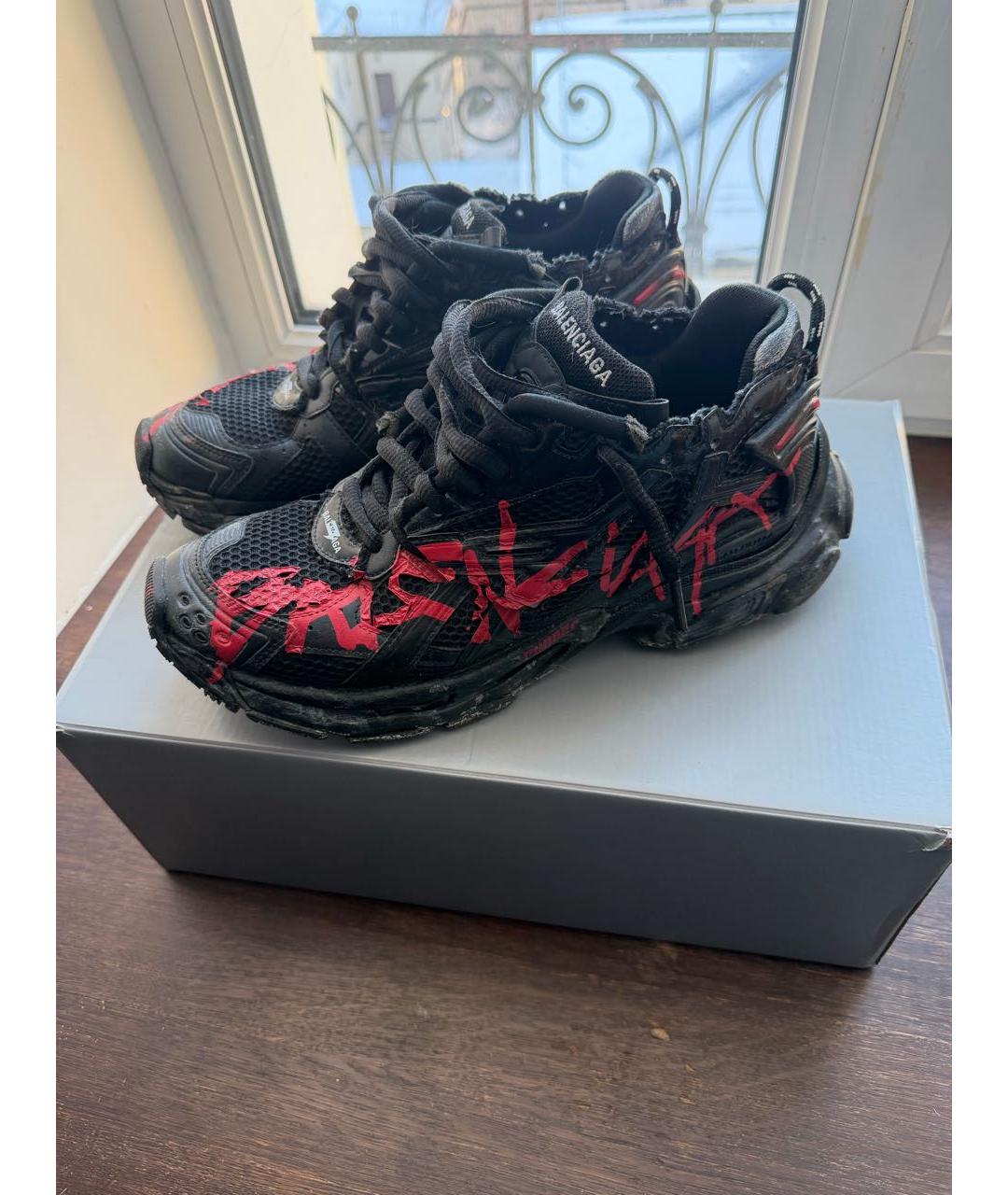 BALENCIAGA Черные текстильные низкие кроссовки / кеды, фото 3