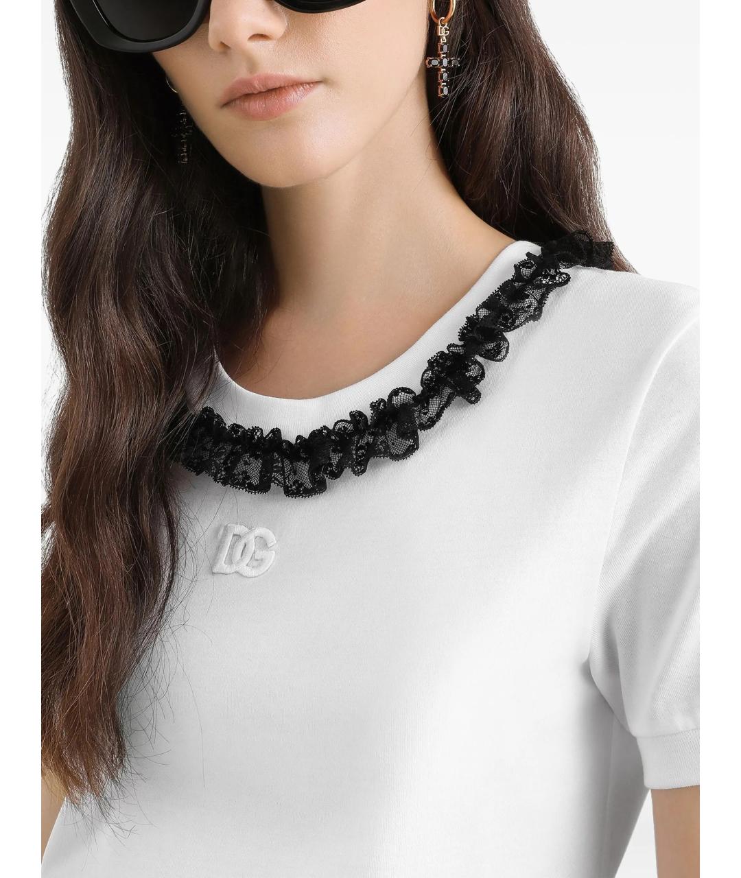 DOLCE&GABBANA Белая хлопковая футболка, фото 4